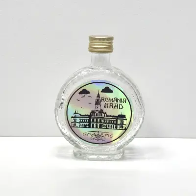 Arad romania, sticla rotunda plosca 100 ml, cu mesaj, model divgs320 03